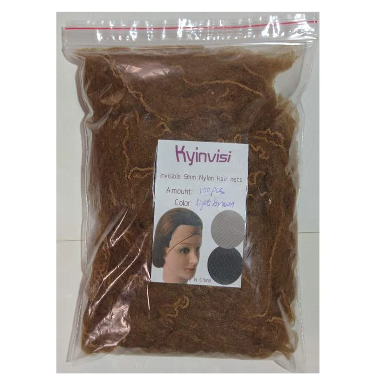 

wholesale 500pcs 20inch hairnet 5mm nylon hair nets invisible disposable hair net five colors mix black,dark brown,brown,blonde