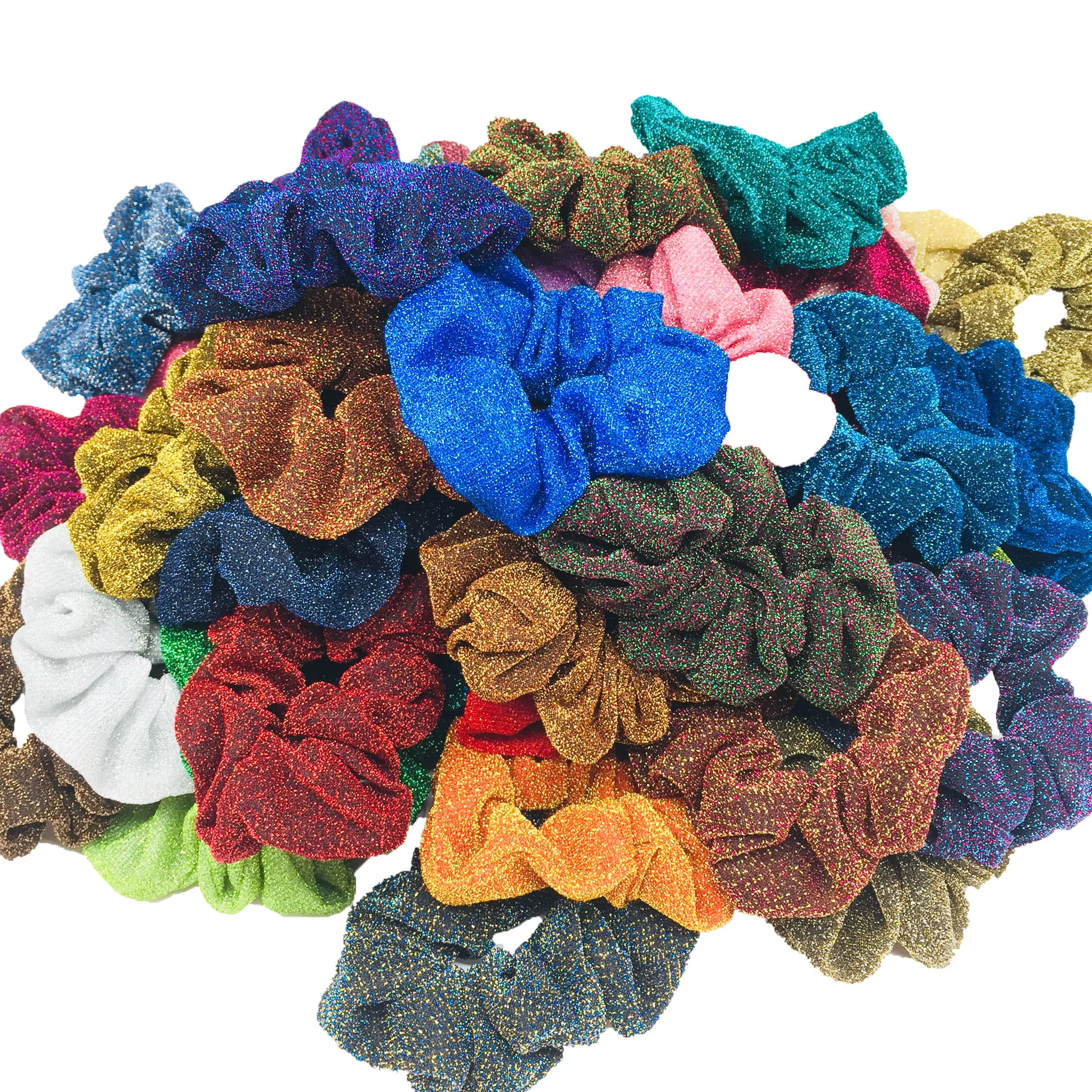 Purpurina metalica pelo scrunchies coletero elástico para mujeres y niñas moda satén gasa lazo Accessoires velvet headwear