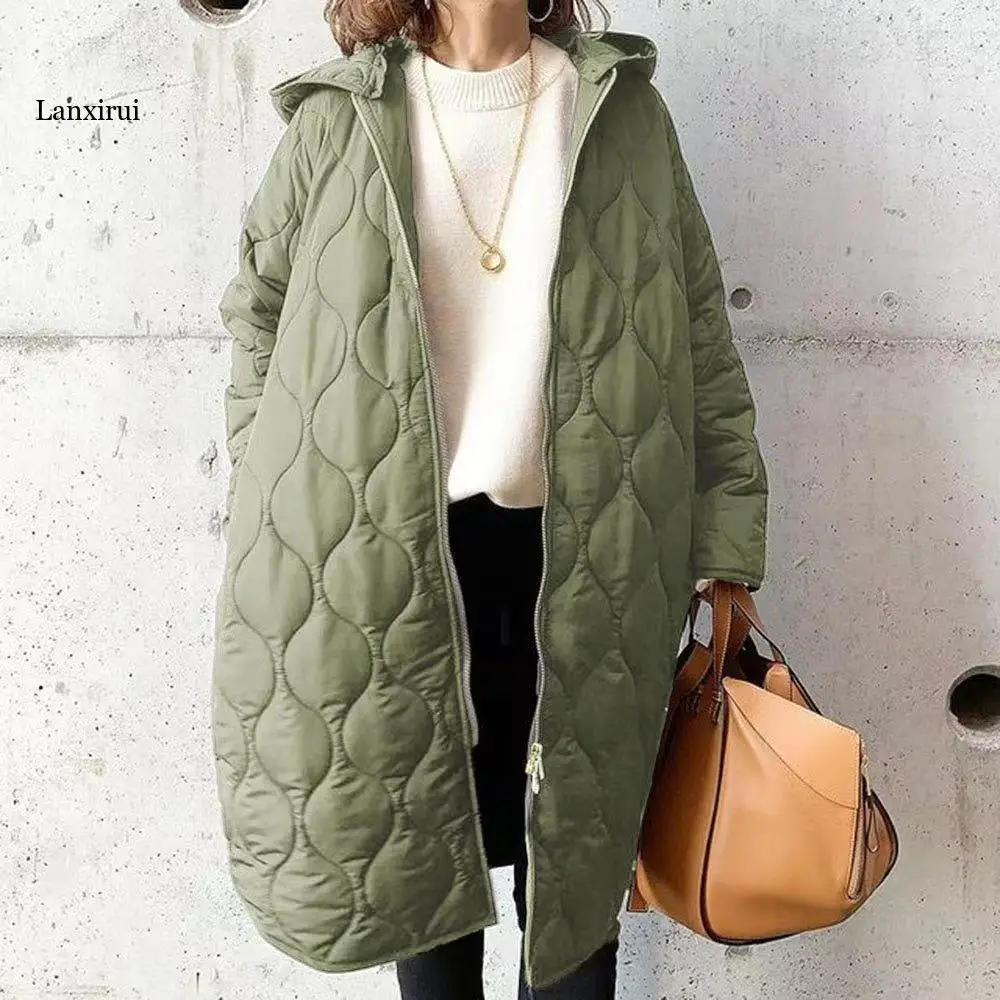 Autumn Winter Coat Women Oversize Casual Streetwear Jacket Long Sleeve Warm Outerwear Quilted Parka Cotton Padded Puffer Jackets