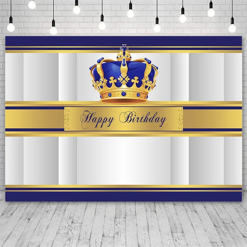 

Avezano Backdrops Happy Birthday Party Crown Golden Banner Kid Photography Background For Photo Studio Photozone Photocall Decor