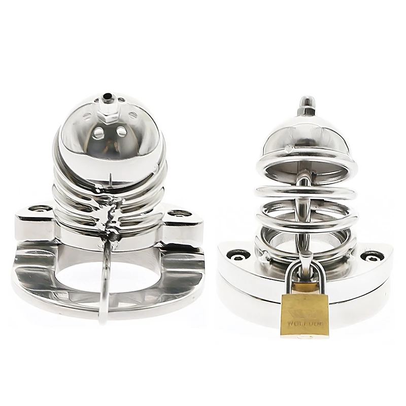 

Male Chastity Cage BDSM Stainless Steel Chastity Device Metal Penis Cock Cage Extreme Cock Lock Restraint Ring For Locking Sperm