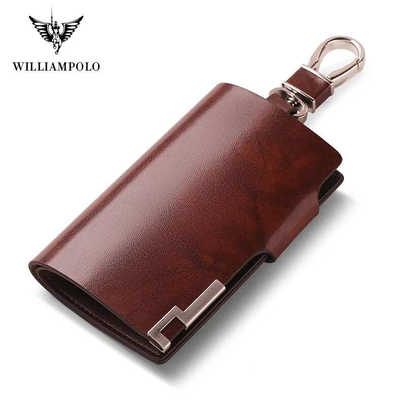 Williampolo-carteira de couro para homens e mulheres, 6 anéis, unisex, sólido, pl176112