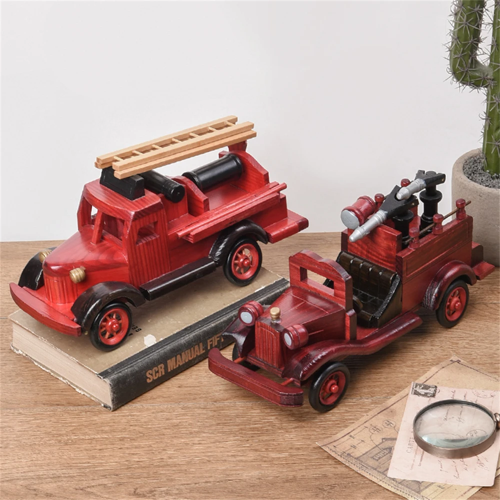 Home Office Decoration Handmade Solid Wooden Retro Classic Car Model Toy Wood Auto Sculpture Ornaments Birthday Gift for Friend