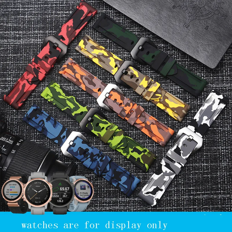 Pam411 111 men's camouflage silicone strap 22mm 24mm waterproof outdoor watch chain