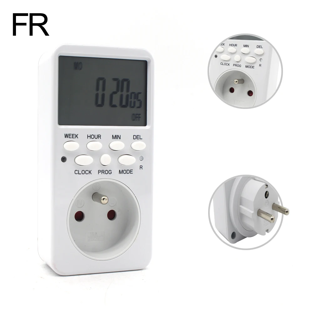 ManHua Electronic Digital Timer Switch 24-hour Cycle EU UK US FR Plug Intelligent Home Timer Socket