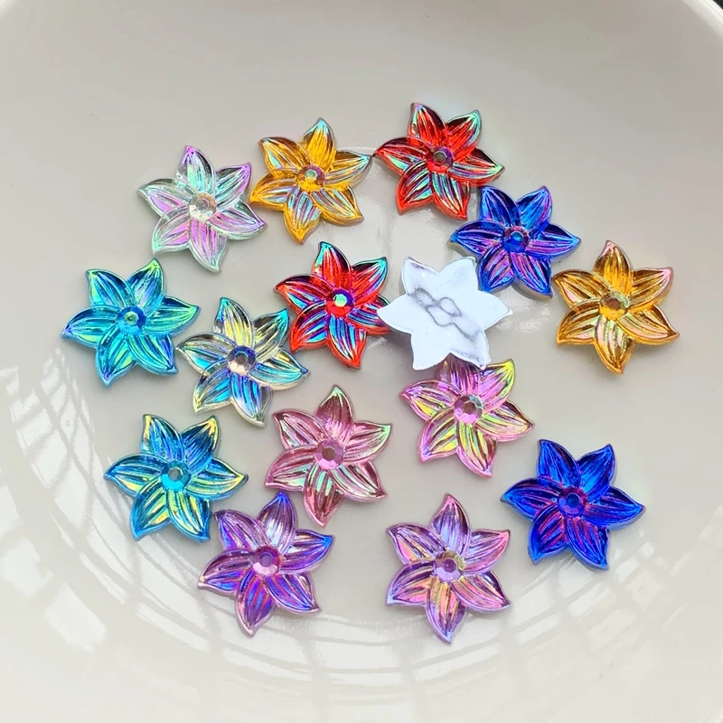 15mm Cute AB festooned scrapbook acrylic flat back DIY ornaments wedding decoration  flatback rhinestone 50pcs/lot