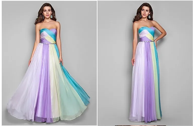 Vestido de festa longo quente sexy querida longo chiffon colorido 2018 robe de soiree formal vestido de dama de honra vestidos