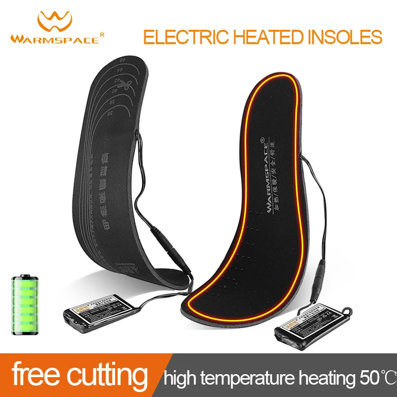 WARMSPACE electric heated insoles with rechargeable lithium battery USB charging warm in winter