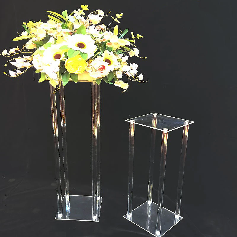 Set of 4 Pc Clear Acrylic Flower Stand Wedding Grand Vases Decoration for Marriage Column Pillar Flower Stand Backdrop Frame DIY