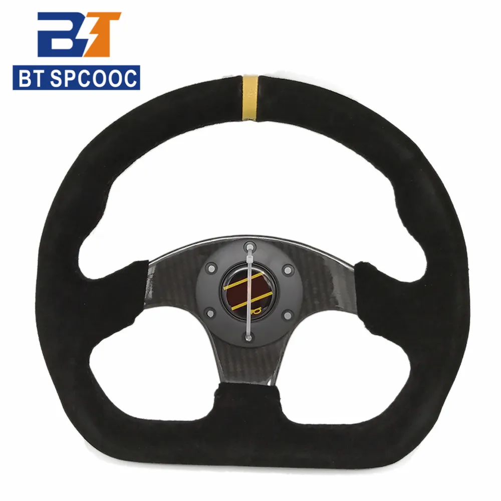 

13inch 320mm D style Real Carbon Fiber Suede Leather Steering Wheel Drift Car Sport Steering Wheels With Logo on Horn Button