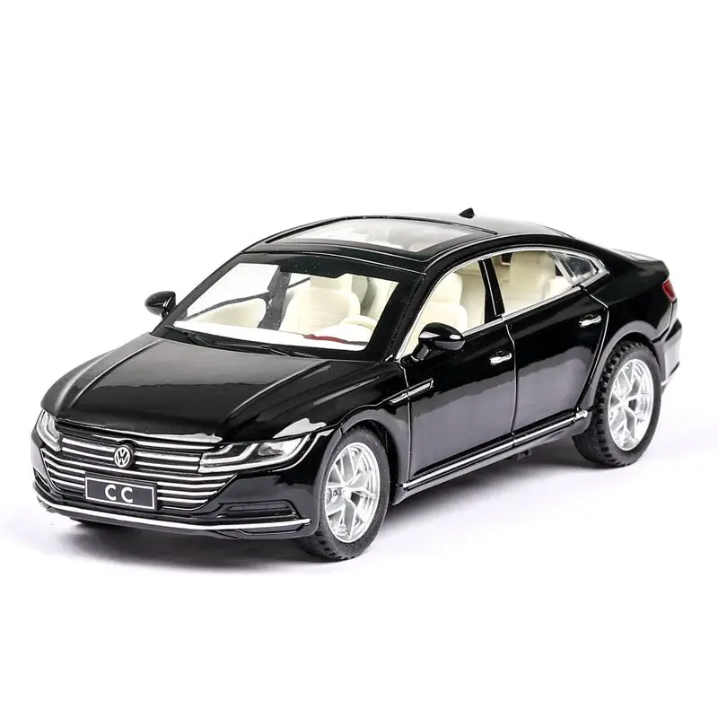 1:32 Scale Diecast Toy Car Model Volkswagen CC Pull Back Doors Openable Sound & Light Educational Collection Gift For Kid