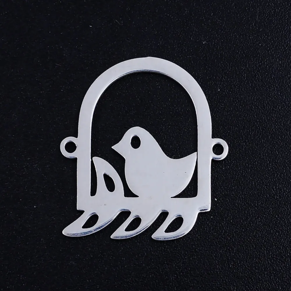 10pcs/lot Wholesale 316 Stainless Steel Night Owl On Moon DIY Charms Cat Kitty Pendant Dragonfly Bird Elephant Connectors Charm