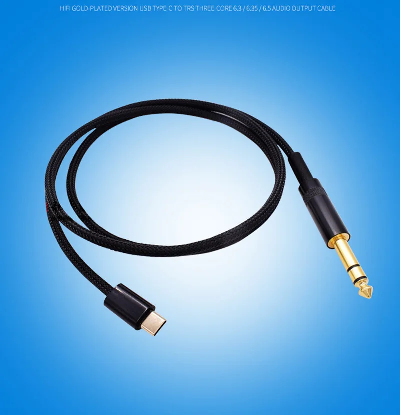 Cable de Audio HIFI tipo C USB C a TRS 6,5mm, Cable individual de cobre y cristal 6,35mm 6,5 macho a macho para teléfono y altavoz