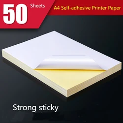 Novo 50 folhas a4 branco etiqueta autoadesiva folha de papel de superfície fosca para impressora jato de tinta a laser copiadora artesanato papel