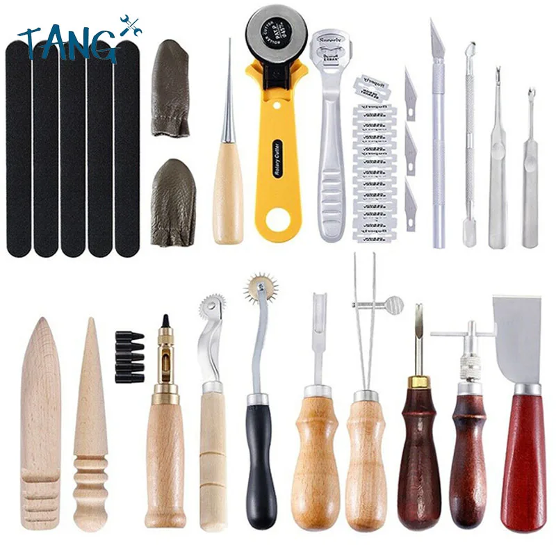 Leather Sewing Tools DIY Carving Working Stitching Craft Kit Leather Accessories For Beginner Leather Craft Tools Supplies