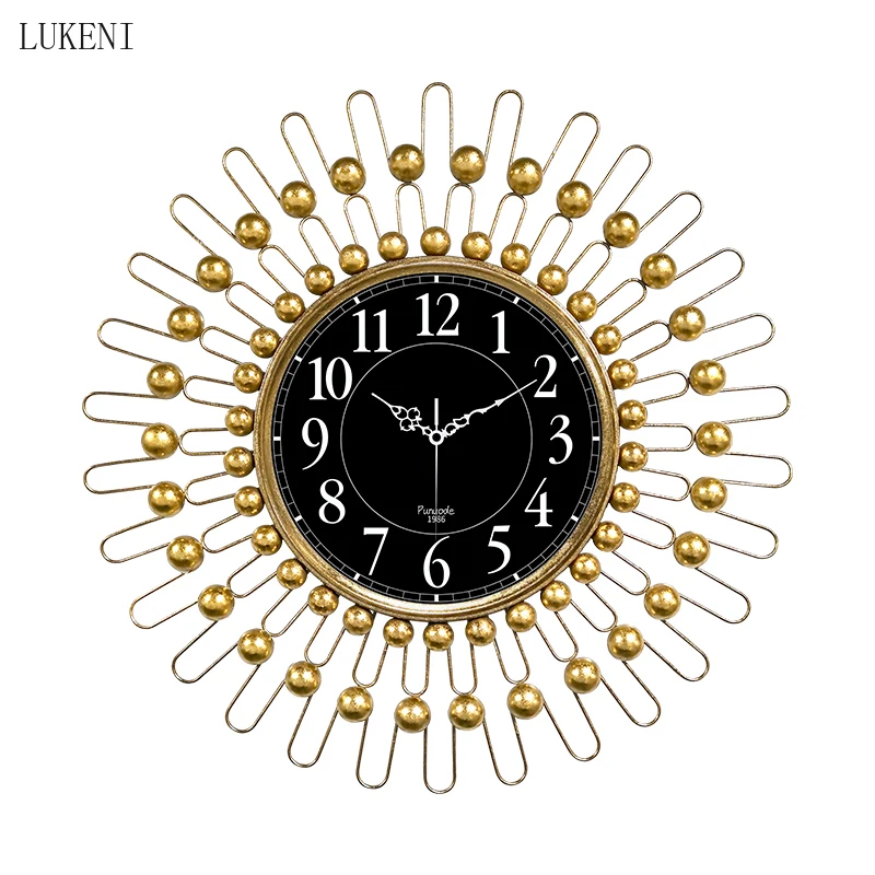 American Fashion Creative Clock Mute Wrought Iron Bedroom Clock Living Room Wall Decoration Light Luxury European Art Wall Clock