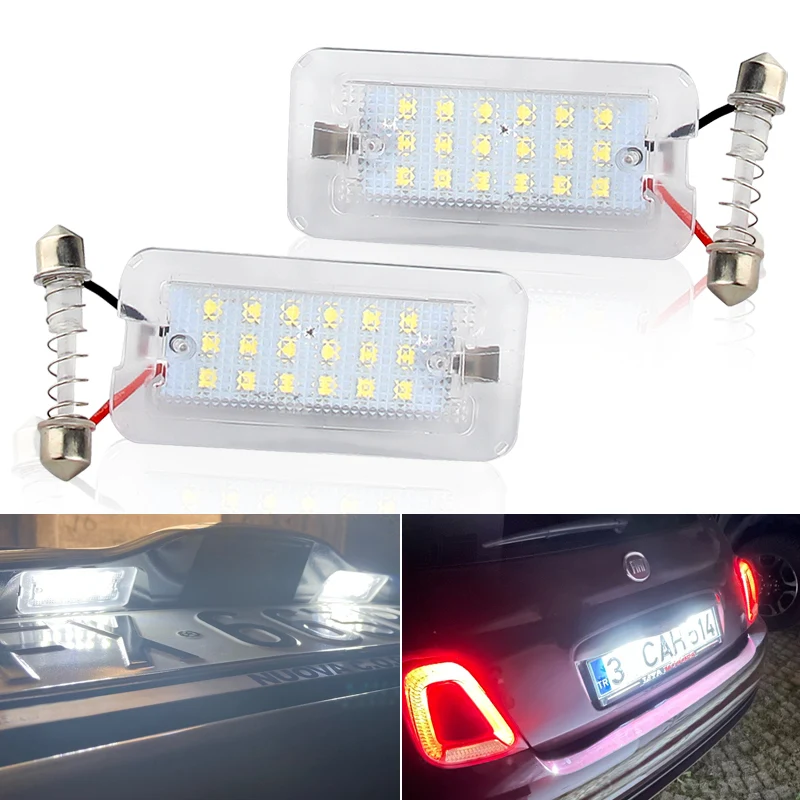 2x pasuje do Fiat 500 / Abarth 500 2007-2016 CANbus Xenon White Led lampa podświetlająca numer tablicy rejestracyjnej