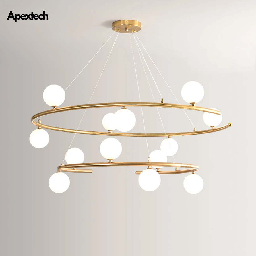 

Light Luxury Duplex Hanging Lights Chandelier Multilayer Ring Lamp Living Room Bedroom Post-modern Deco Lighting Pendant lamp