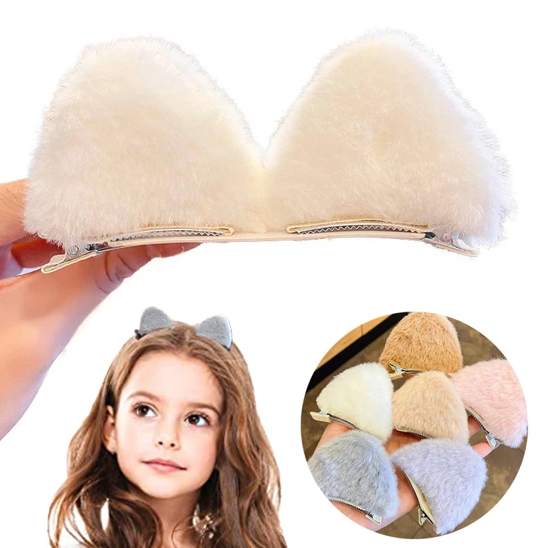 

2pcs Cute Plush Cat Ears Hairpins For Women Girls Lovely Soft Furry Animal Ears Hair Clip Headwear Sweet Lolita Hair Accessories