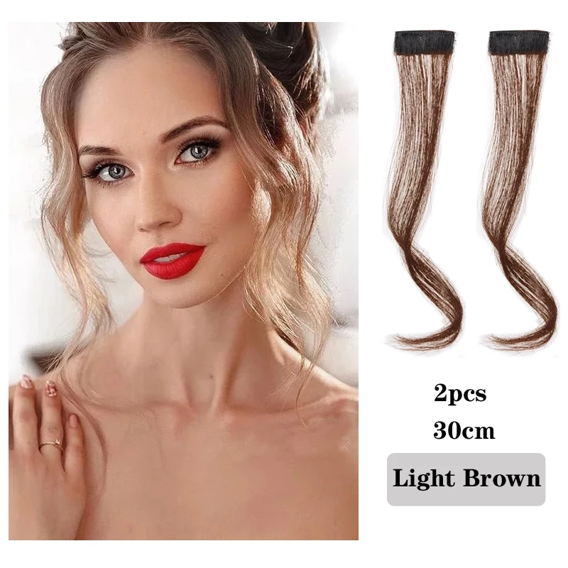 Synthetic Hair Bangs Clip In Front Side Bangs Fake Fringe Hair Extensions For Women Natural Hairpiece 2pcs/set