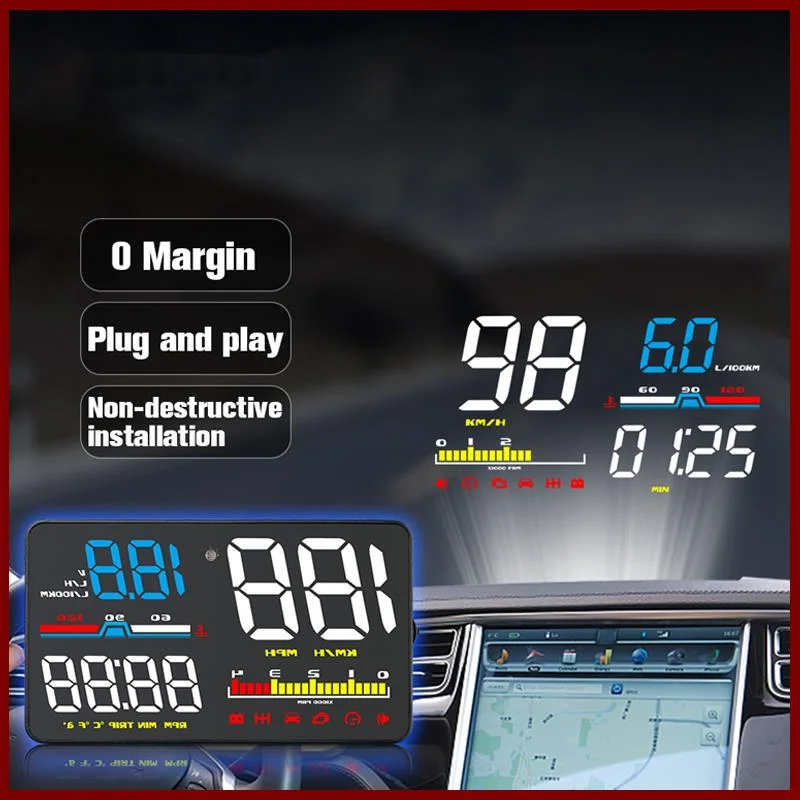 

OHANEE D5000 head-up display OBD film smart display speedometer temperature car electronics speed projector on the windshield