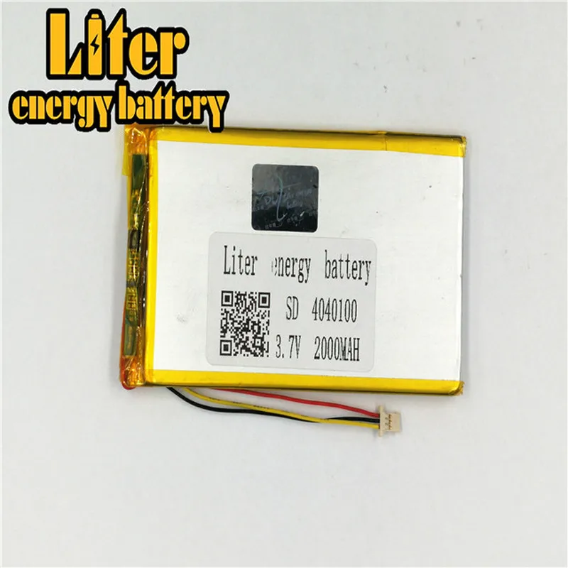 1.0MM 3pin connector 4040100 3.7V 2000mah Lithium Polymer Battery for polymer lithium ion  Battery Replacement Tablet PC Battery