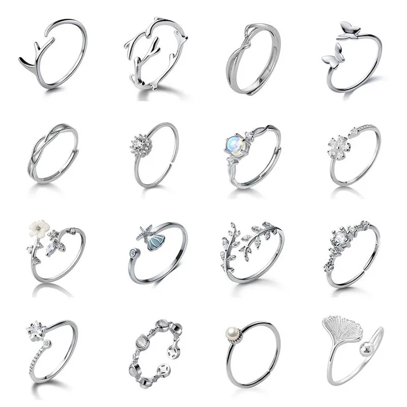 

INZATT настоящее серебро 925 пробы с жемчугом и цирконом, буква V, сердце, звезда, регулируемое кольцо из золота 14 карат для женщин, классические ювелирные изделия