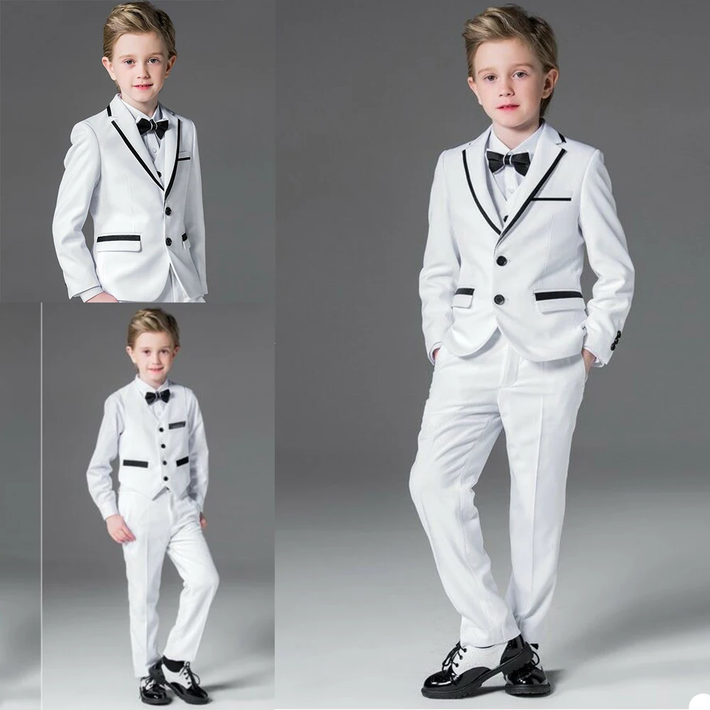 2020 New Boys' Attire Kids Suits Custom Made Handsome Two-Button Clothing Set 3 Pieces Wedding Suits (Jacket+Pants+Vest)