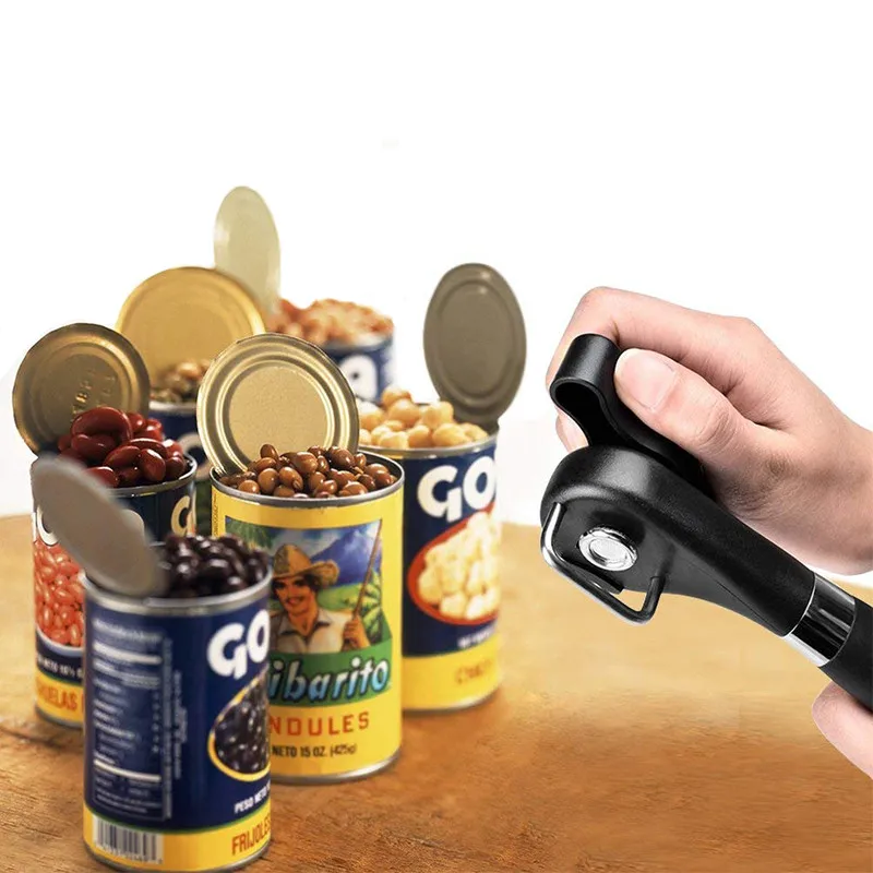 Fypo Can Opener Stainless Steel Can Opener Manual Lid Opener Safe Side Cut Jar Opener Professional Kitchen Gadget Tool