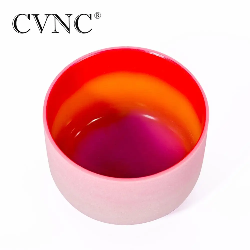 CVNC 8 Inch C Note Red Rainbow Chakra Quartz Crystal Singing Bowl Root Chakra 440/432Hz for sound healing with Free Mallet