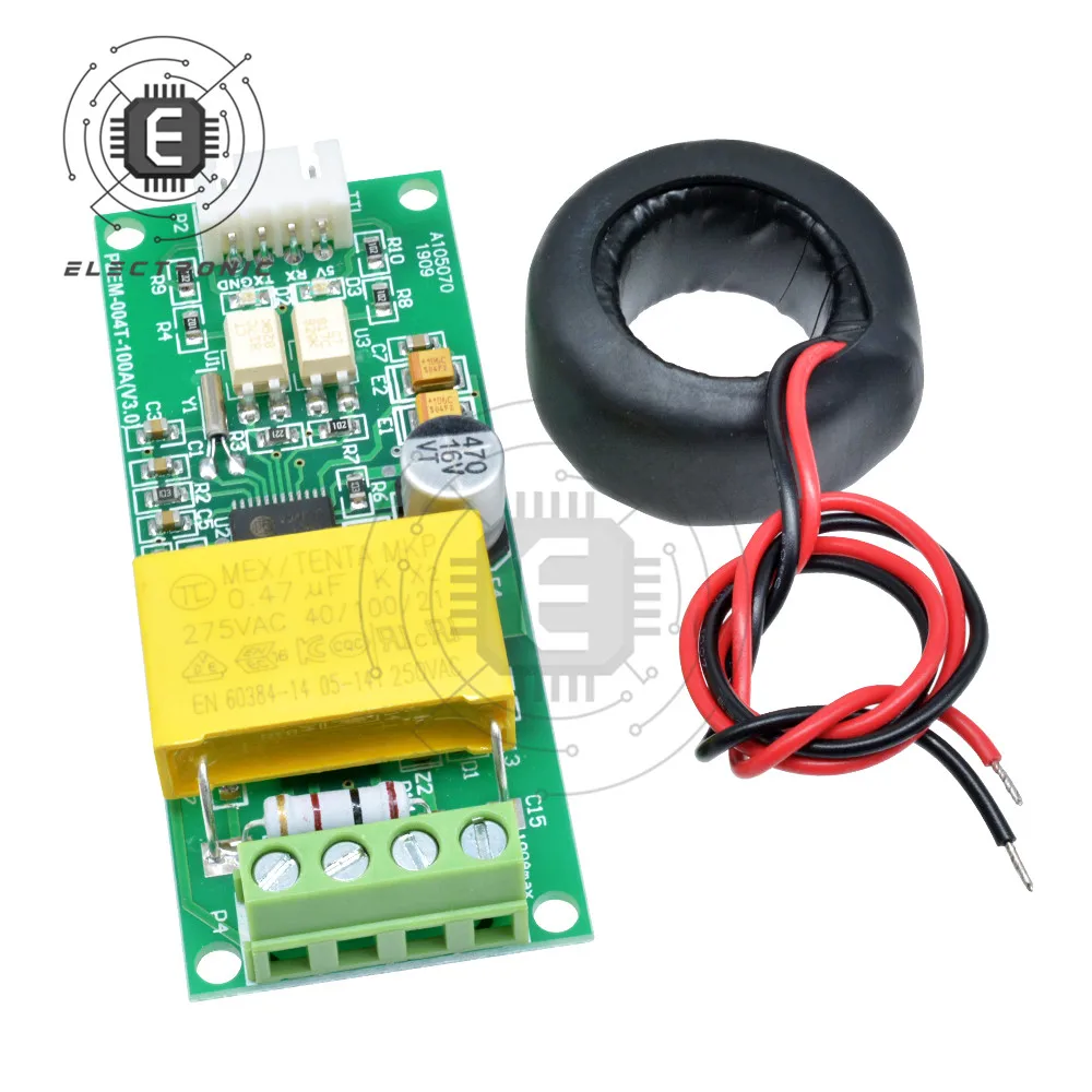 PZEM-004T التيار المتناوب الرقمية متعددة الوظائف متر امدادات الطاقة الجهد الحالي اختبار فاحص متر وحدة مقياس التيار الكهربائي الفولتميتر مغلق CT