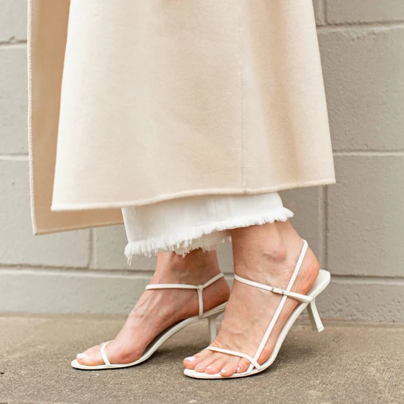 2021 Summer Kitten Heels Sandals Woman Cross Strap Thin Heel Shoes Woman Ankle Strap Open Toe Narrow Band Women Dress Sandals