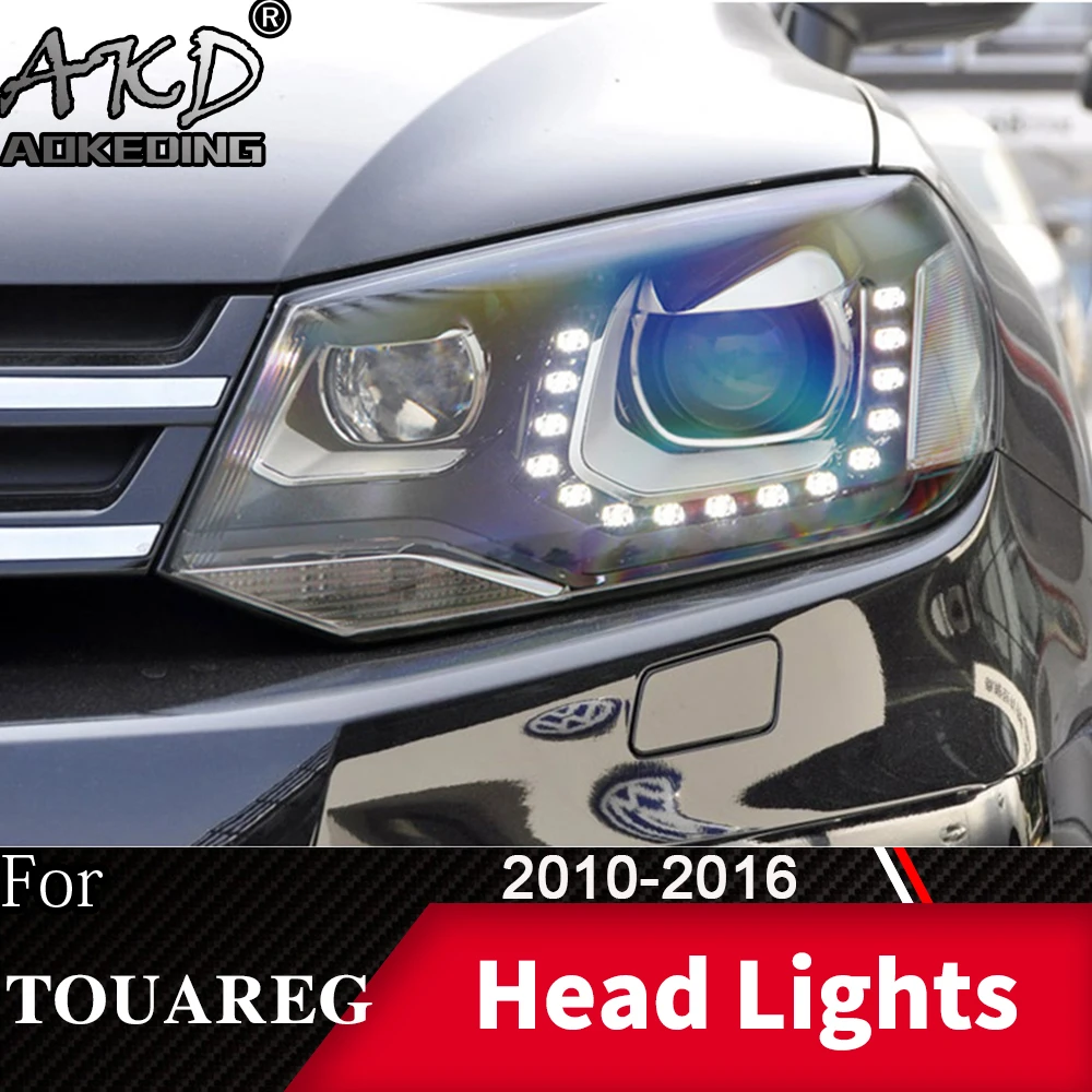 Headlight For VW Touareg 2010-2016 Car автомобильные товары LED DRL Hella Xenon Lens Hella Hid H7 Touareg Car Accessories