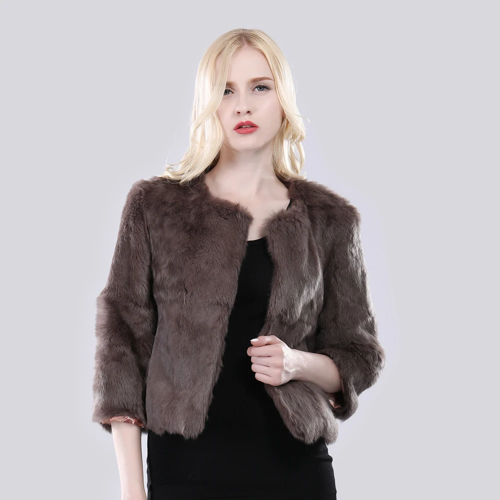 Hot Sale Girl Real Rabbit Fur Coat Women Real Rabbit Fur Jacket Genuine Real Rabbit Fur Outerwear Casual Short Real Fur Coats