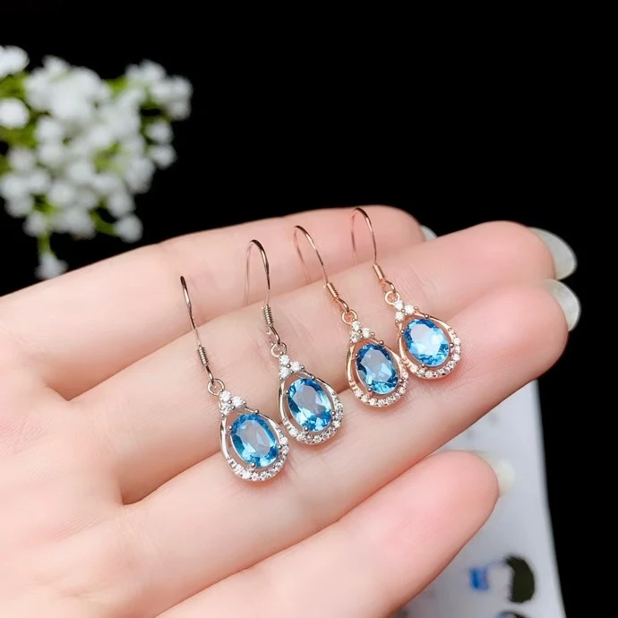 CoLife Jewelry 100% Natural Topaz Drop Earrings for Office Woman 5mm*7mm Topaz Silver Earrings 925 Silver Gemstone Eardrop