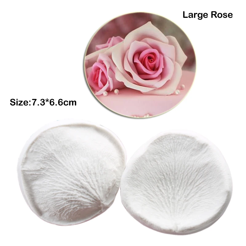Grande Flor De Rosa e Veiners Moldes De Silicone, Fondant Sugarcraft, Argila De Resina Gumpaste, Papel De Água, Ferramentas De Decoração Do Bolo,