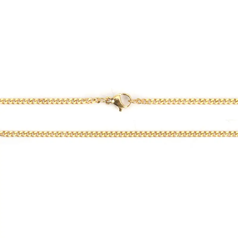 1 PC 60cm Fashion Stainless Steel Link Curb Chain Necklace Gold & Rose Gold Necklace For Women Men on the neck collar Jewelry