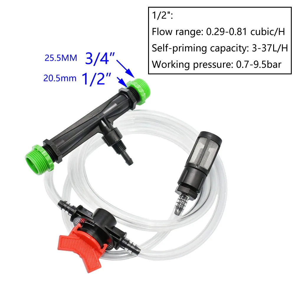 1/2 3/4 1 1.5 Inch Venturi Fertilizer Injector Kits Tap Filter Garden Agriculture Irrigation System Tool 1Set