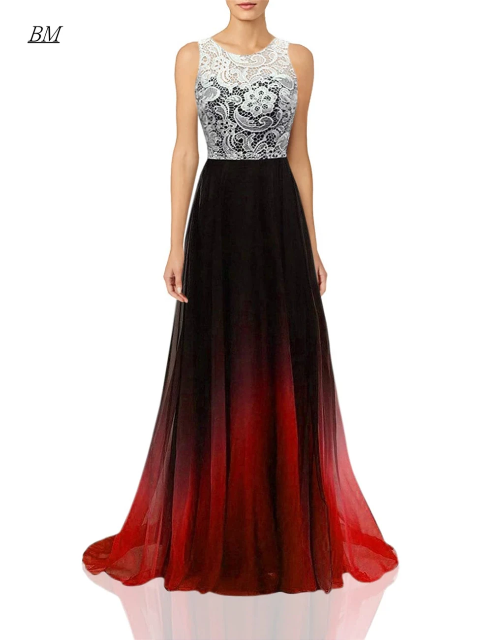 2020 Kant Kralen Ombre Gradiënt Prom Dresses Scoop Lange Chiffon Avondjurk Bruidsmeisje Party Gown Vestidos Robes De Soiree