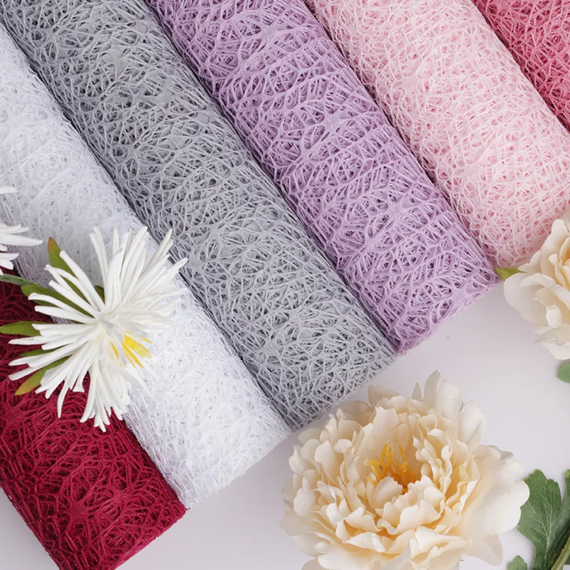 2Sheet 50*66cm Jacquard Wild Goose Net Flower Wrapped Yarn DIY Craft Party Valentine's Day Rose Bouquet Gift Wrapping Mesh Gauze