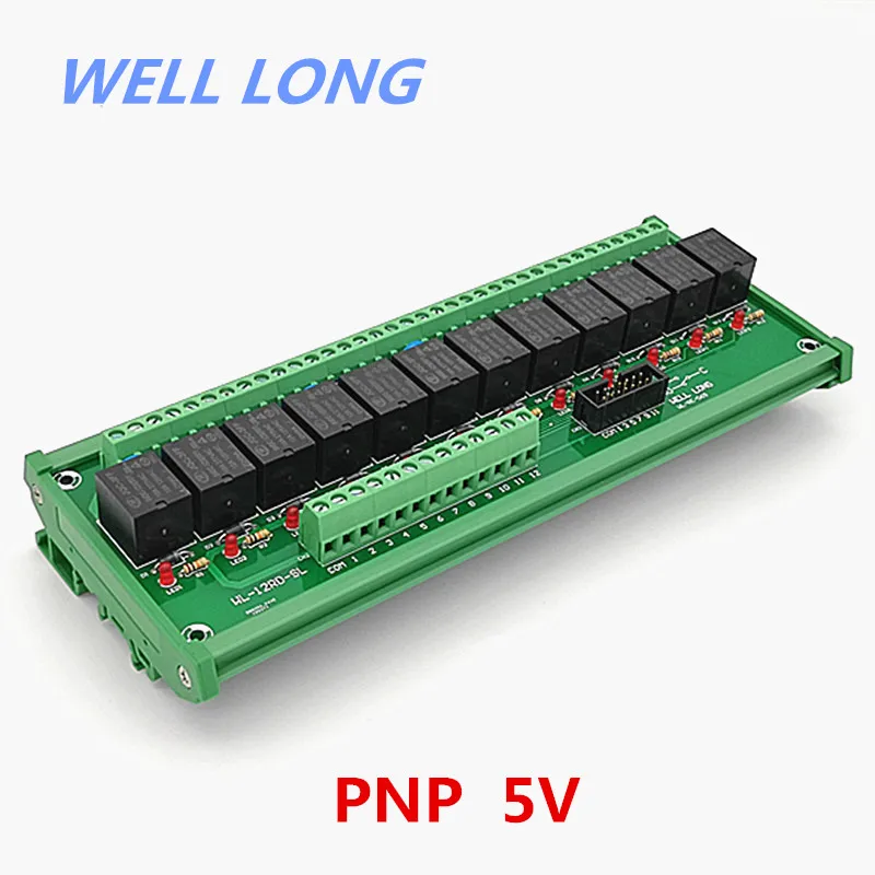 

DIN Rail Mount 12 Channel PNP Type 5V 15A Power Relay Interface Module,HF JQC-3FF-5V-1ZS Relay.