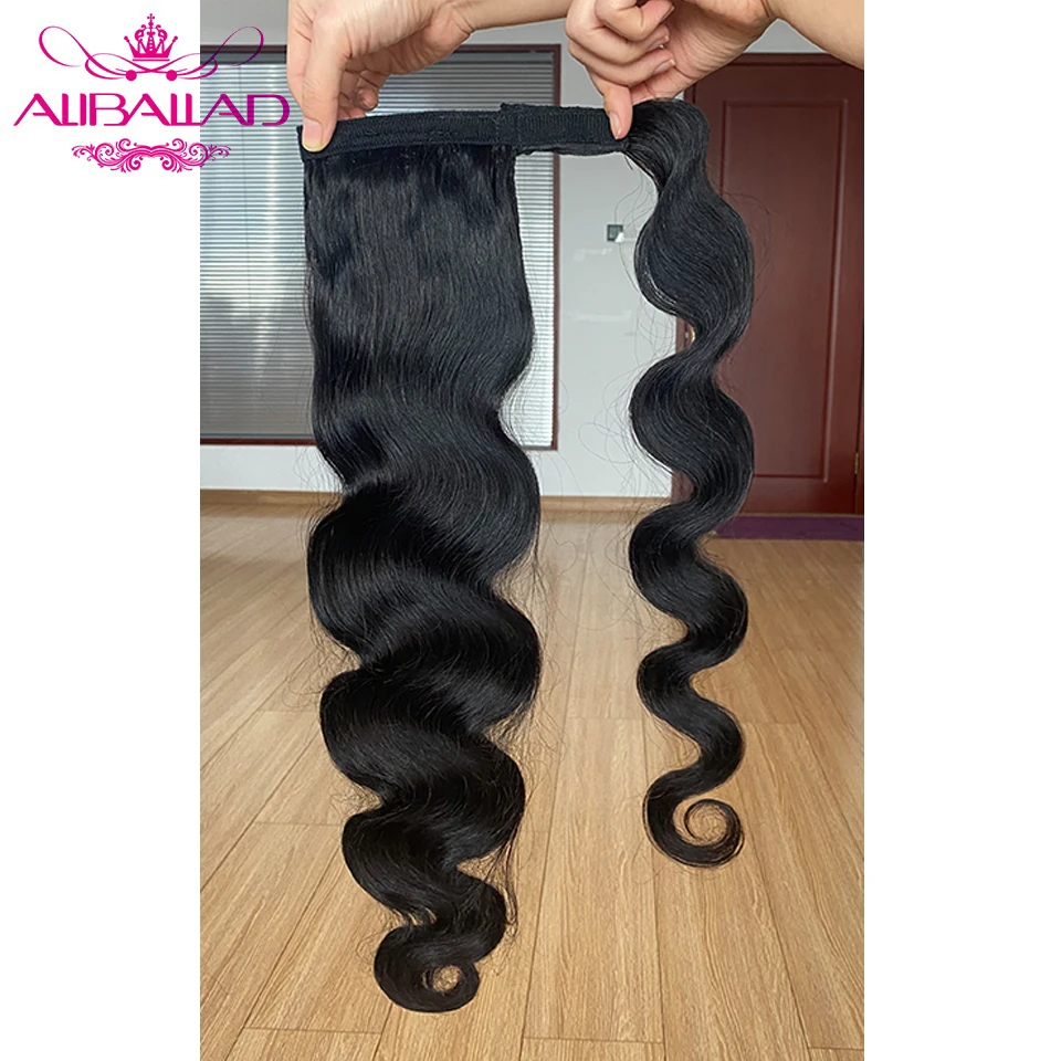 Cola de Caballo envolvente para mujer, cabello humano brasileño ondulado, Clip de cabello Remy, extensiones de cola de caballo, 120g