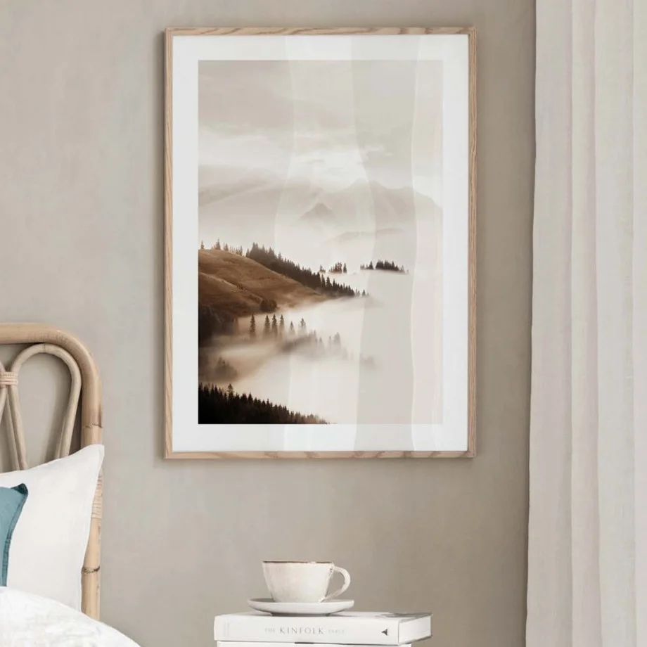 Nature Fog Mountain Forest Lake Plant Wall Art Canvas Painting Nordic Posters And Print Wall Pictures For Living Room Home Decor