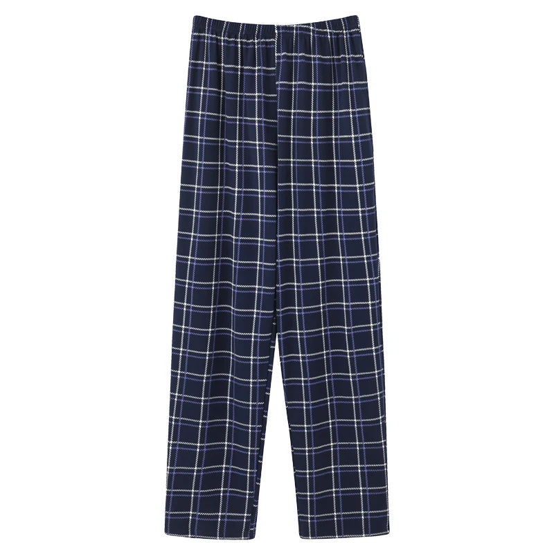 Japanese style L-5XL men lattice pajamas summer cotton long pants simple elastic waist casual big yards male home sleep bottoms