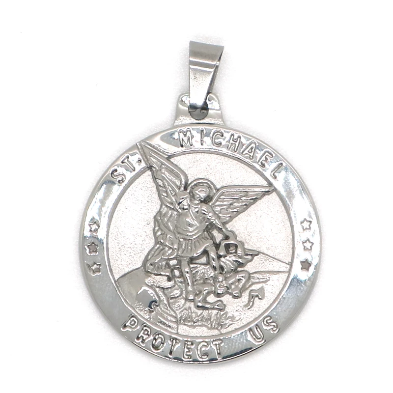 Unisex 316L Stainless Steel Star SAINT MICHAEL PROTECT Silver-Color Pendant Newest