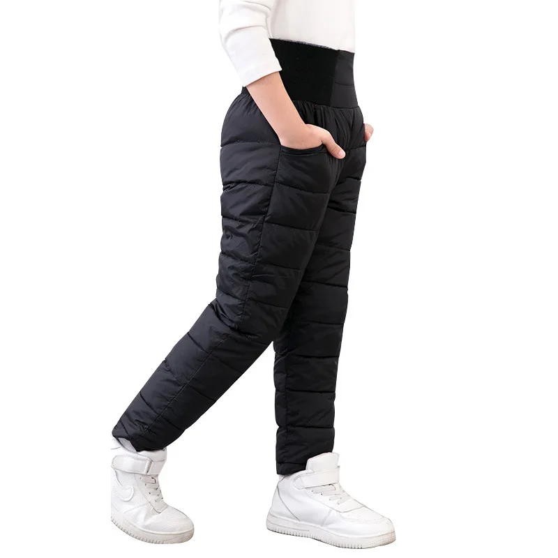 Teenage Boys Girls Winter Pants Cotton Padded Thick Warm Trousers Kids Waterproof Ski Pants 10 12 YElastic High Waisted Leggings