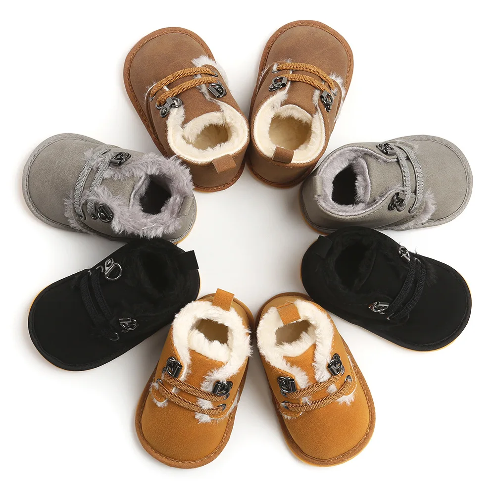 

New Baby Snow Boots Baby Winter Shoes Toddler Boy Girls Rubber Sole First Walkers Warm Cotton Newborn Booties Crib Shoes CSH1004