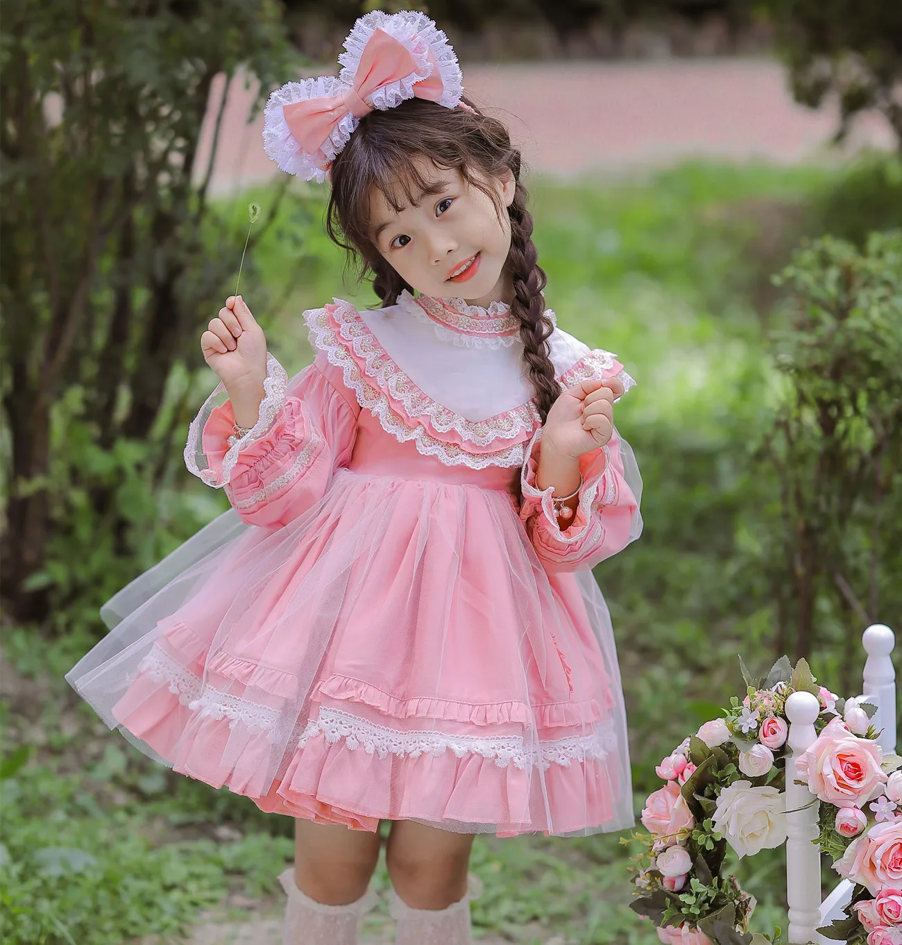 Autumn New Spanish Kids Dress Flower Girl Dresses Kids Dresses for Girls Halloween Costumes for Toddler Girls Eid Dress Vitange