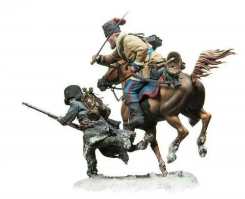 Unassambled 1/32 54mm ancient warrior include 2 man with base and horse  Resin figure miniature model kits Unpainted