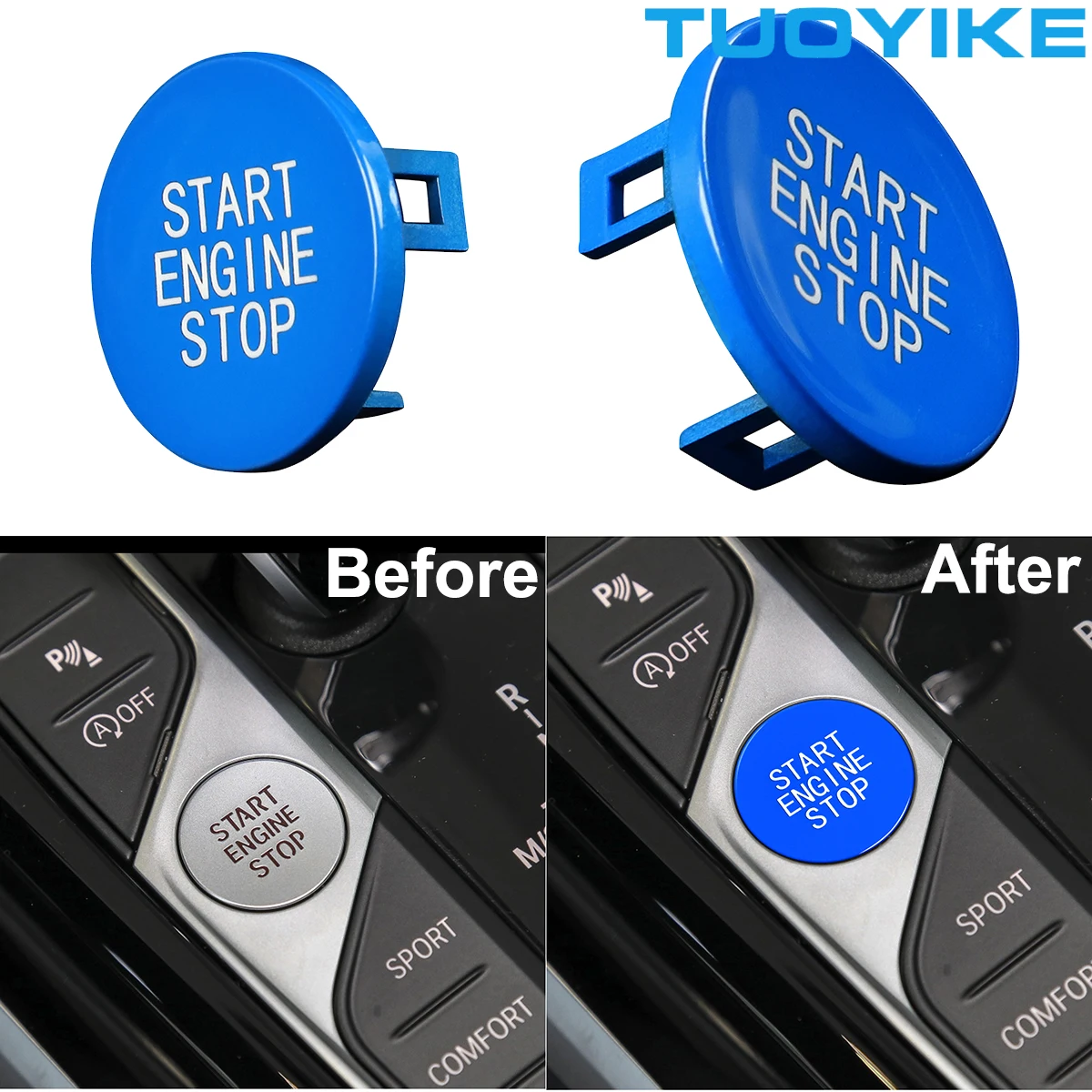 Car Blue Start Engine Stop Switch Ignition Button Replacement Trim For BMW G20 X5 G05 X6 G06 X7 G07 G14 G15 G16 Z4 G29 F40 F44